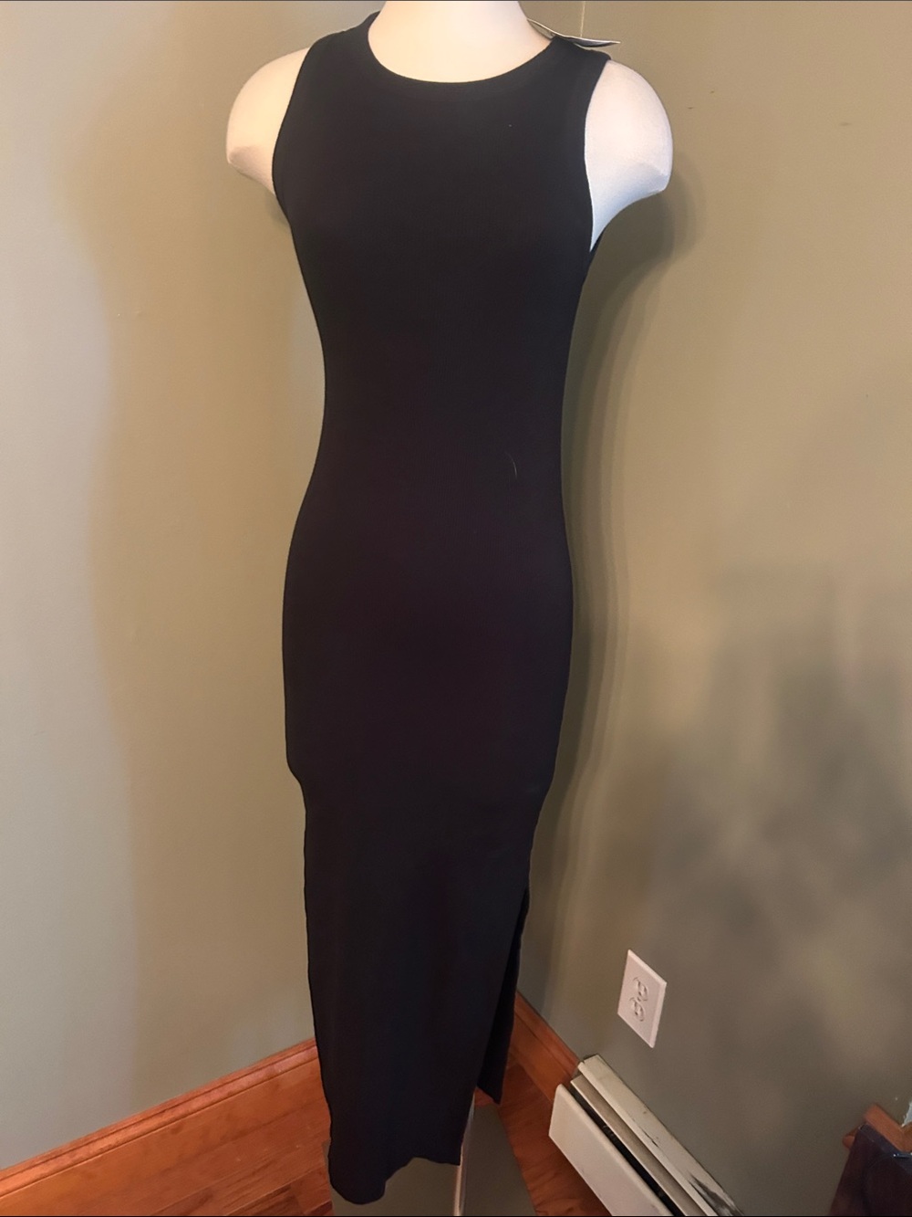 Universal Thread Black Sleeveless Ribbed Bodycon Maxi Dress